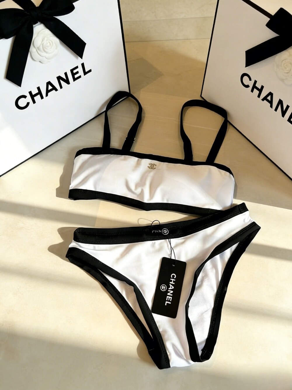 Chanel White Contrast Bikini Set - Picture 5 of 6